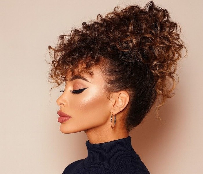 Short curly hair styled in tomato fashion Tomato-style curly hair