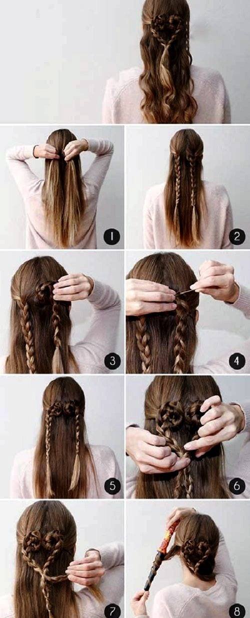 Photo Tutorial for Heart Hair Braiding Heart Braiding
