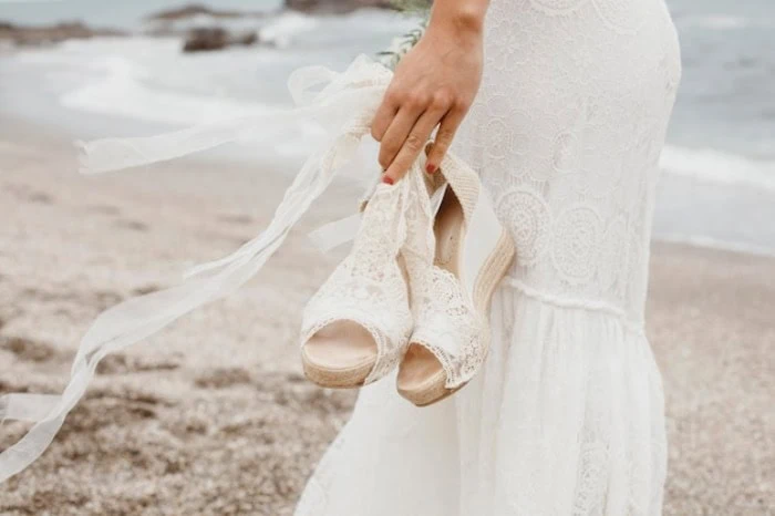 Silver wedding shoes