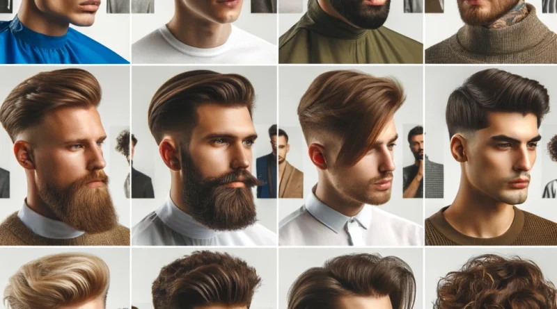 A diverse range of trendy men's hairstyles for 2024