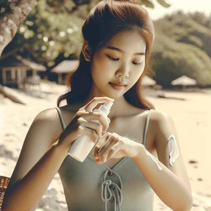 Applying broad-spectrum sunscreen for effective sun protection on body skincare.