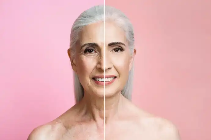 Before and after illustration of skin showing improvement with retinol use.