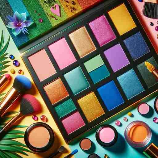 Colorful makeup palette symbolizing 2023 bold makeup trends.