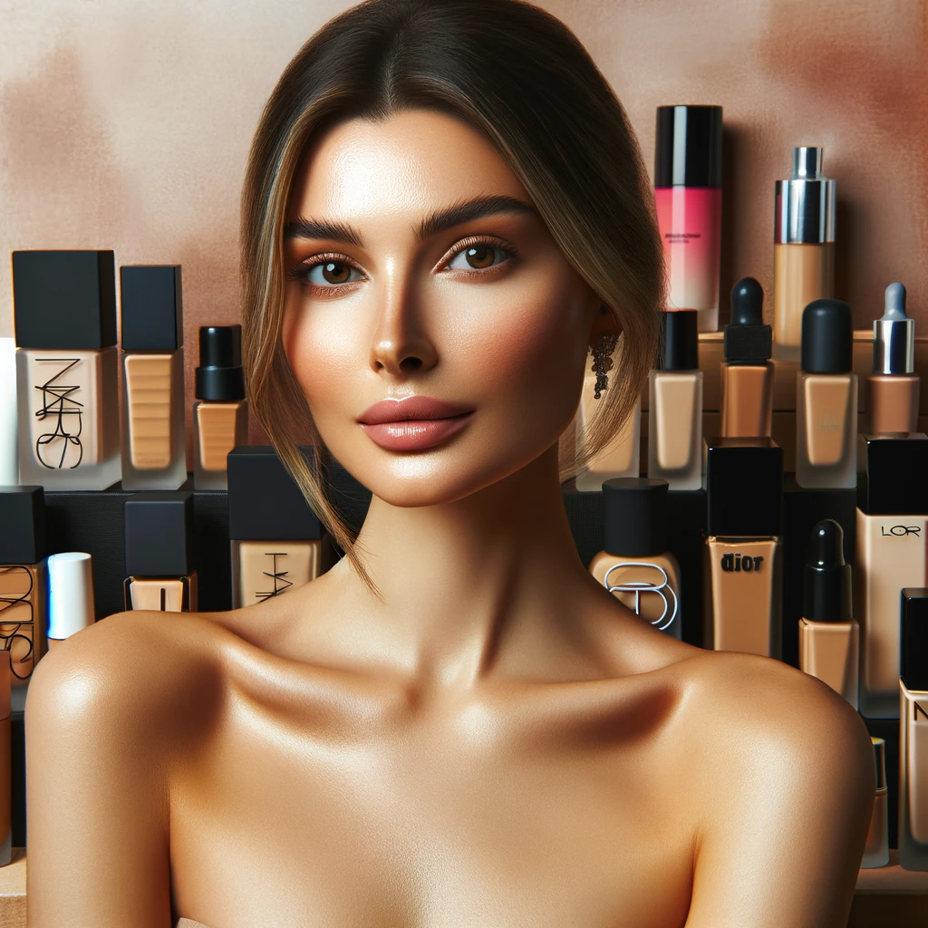 Model demonstrating the natural glow achieved with top natural finish foundations from renowned brands.