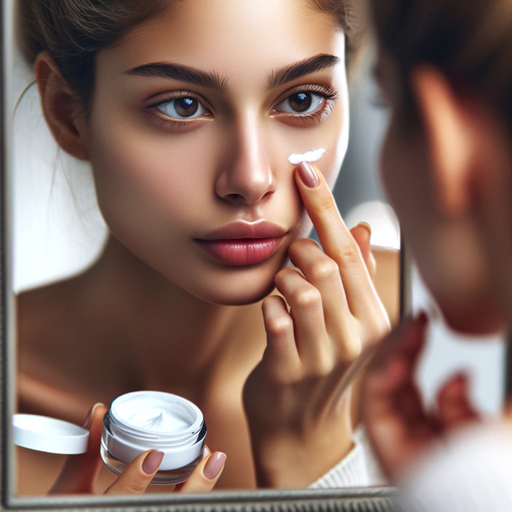 Person applying eye cream as part of their skincare routine.